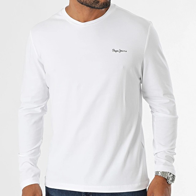 Pepe Jeans Drop 3 Solid Ls T-Shirt Ανδρική Μπλούζα Λευκή