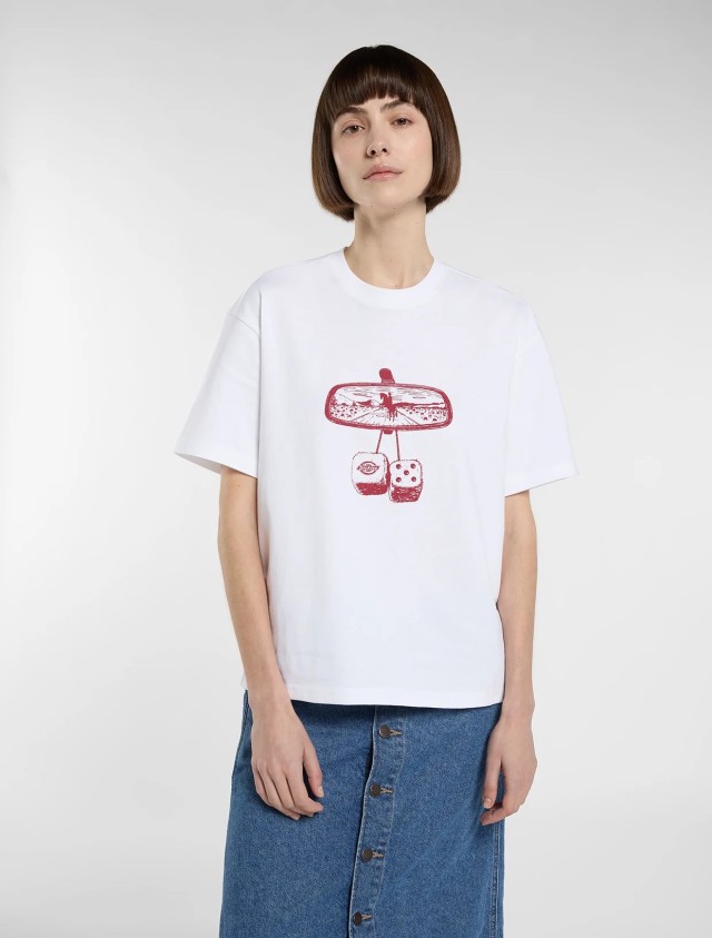 Dickies Polk Ss Tee W Stormy Sea Γυναικεια Μπλούζα Λευκή