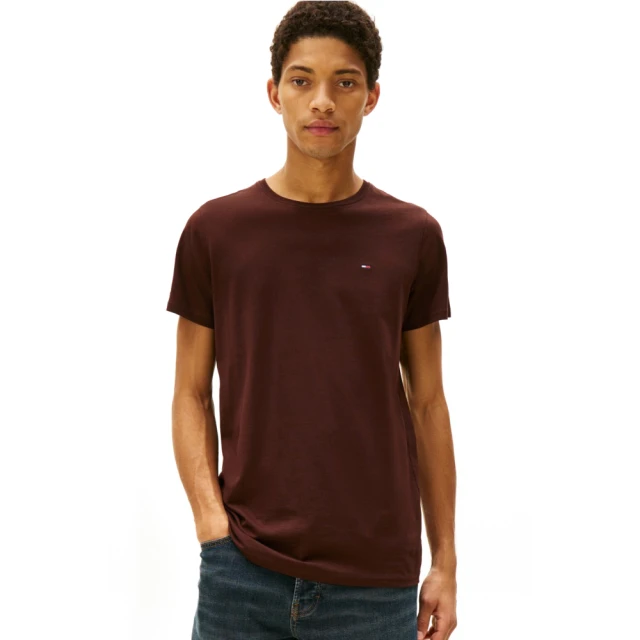 Tommy Hilfiger Tjm Xslim Jersey Tee Ανδρική Μπλούζα Καφέ