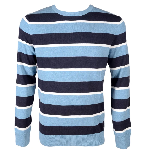 Tom Tailor 3Rd 110 Basic Stripe Ανδρικο Πλεκτο Μπλε Σιελ