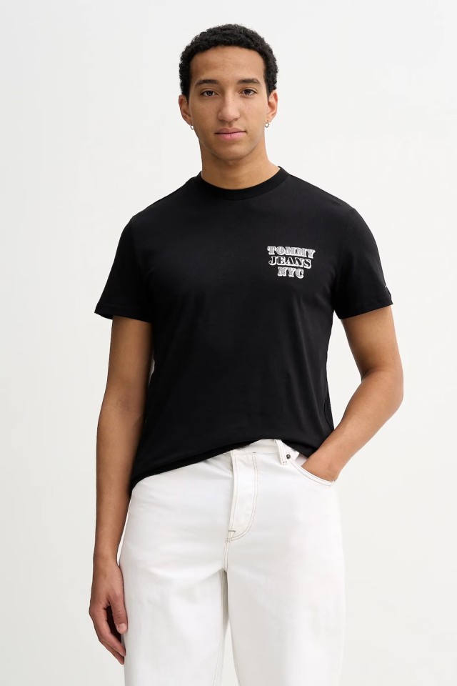 Tommy Hilfiger Tjm Slim Entry Bills Ss Tee Ανδρική Μπλούζα Μαύρη