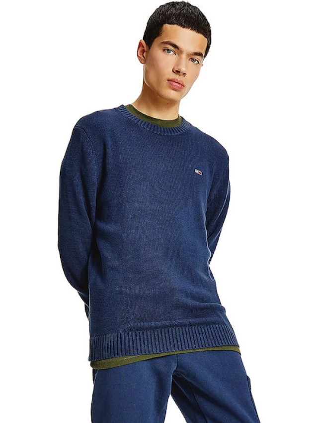 Tommy Hilfiger Tjm Essential Crew Neck Sweater Ανδρικο Πλεκτο Μπλε