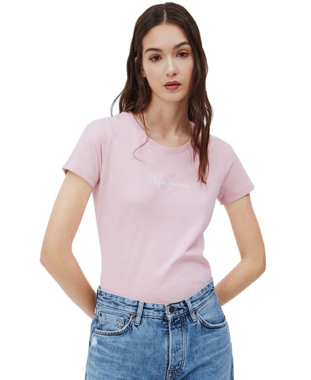 Pepe Jeans Nos New Virginia Ss N Γυναικεία Μπλούζα Ροζ