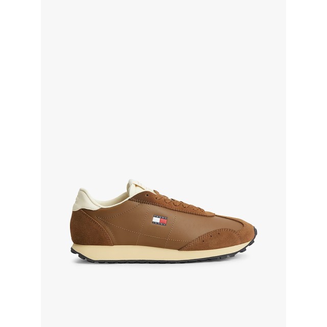 Tommy Hilfiger Retro Runner Archive Ltr Γυναικεία Δερμάτινα Sneakers Καφέ