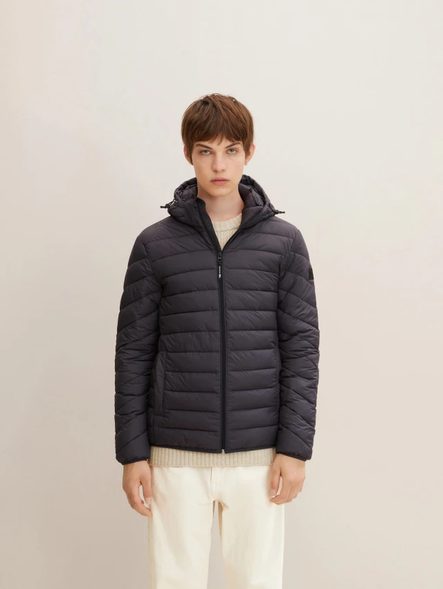 Tom Tailor Light Weight Jacket With Hoo Ανδρικο Μπουφαν Ανθρακι