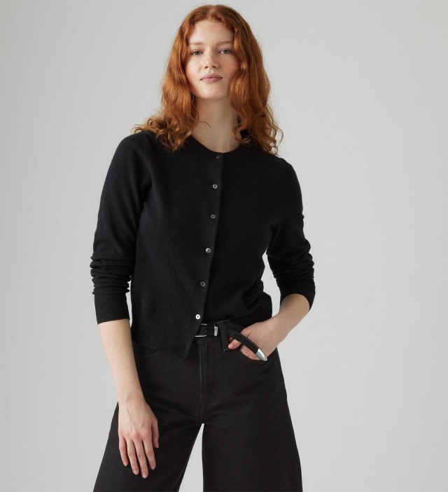 Levis Tara Super Soft Crewneck Cardi Blacks Γυναικεία Πλεκτή Ζακέτα Μαύρη