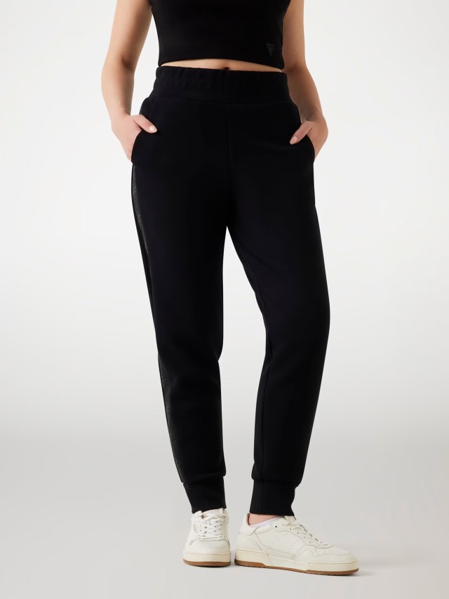 Guess New Victoire Scuba Pant Γυναικείο Παντελόνι Φόρμας Μαύρο