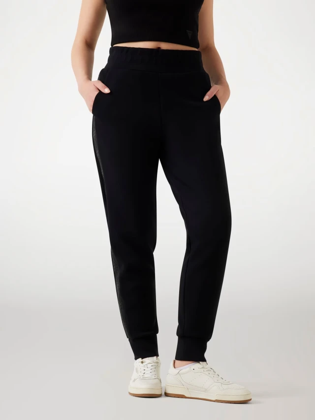 Guess New Victoire Scuba Pant Γυναικείο Παντελόνι Φόρμας Μαύρο