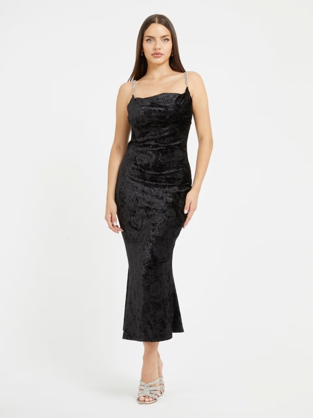 Guess Aida Straps Dress Γυναικείο Φόρεμα Μαύρο