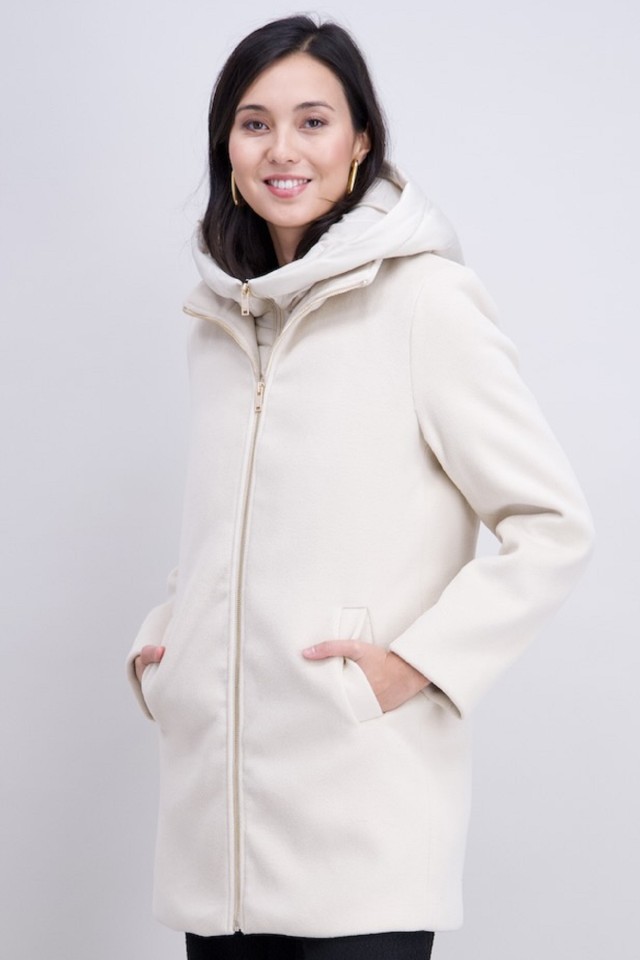 Artigli Γυναικείο Παλτο Midi Με Καπιτονε Γιλεκο Εκρου