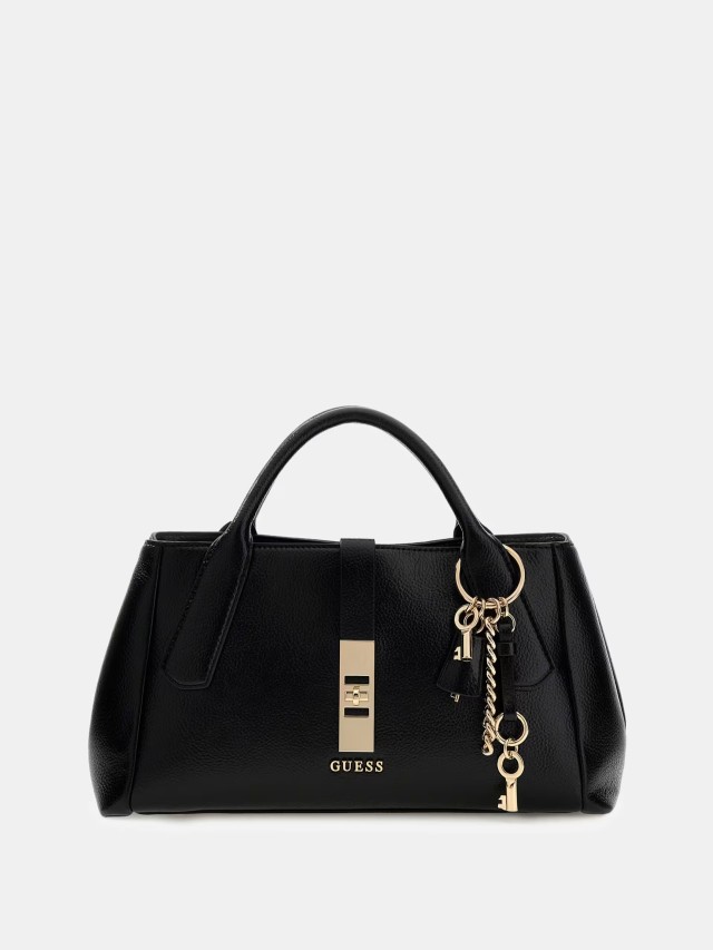 Guess Brooke High Society Satchel Γυναικεία Τσάντα Μαύρη