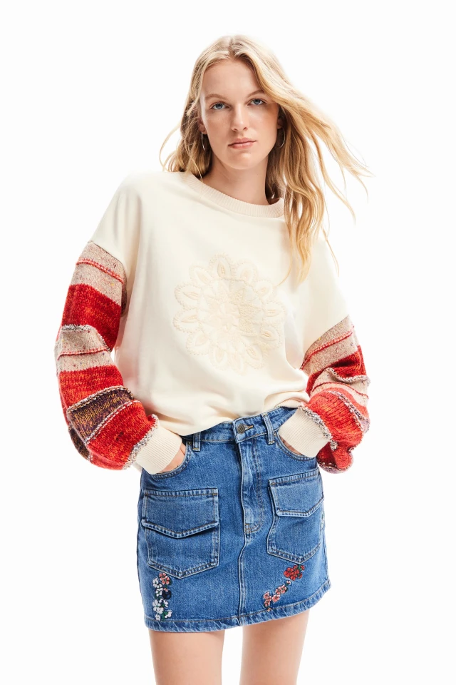 Desigual D2 Sweat_Baloon Γυναικείο Φούτερ Εκρου
