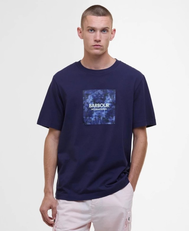 E Barbour B.Intl Camo Ikat Block T-Shirt Ανδρική Μπλούζα Μπλε