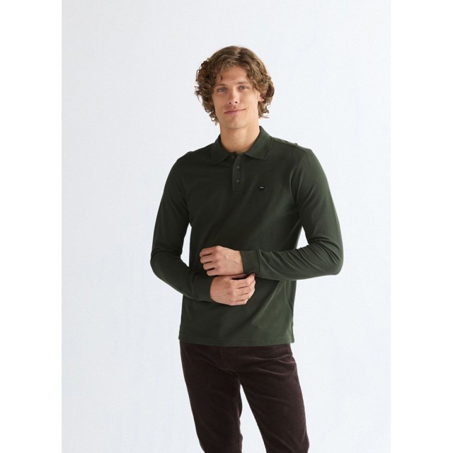 Wrangler Ls Polo Shirt Rosin Ανδρική Μπλούζα Polo Πράσινη