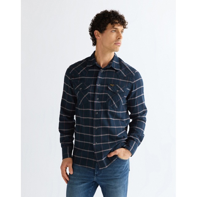 Wrangler Western Shirt Sapphire Rose Ανδρικό Πουκάμισο Μπλε Καρω