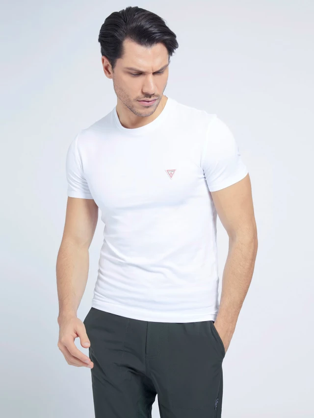 Guess Cn Ss Core Tee Ανδρικη Μπλουζα Λευκο