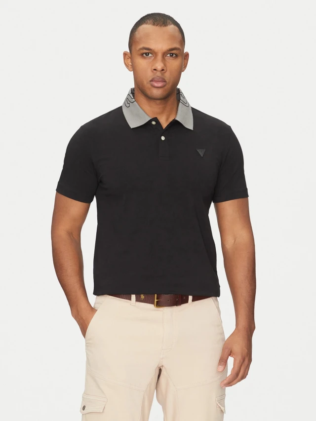 Guess Nolan Ss Polo Ανδρικό Μαύρο