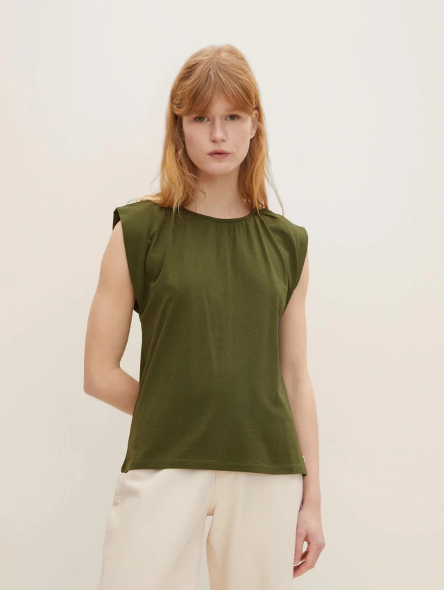 Tom Tailor 203 Tee With Shoulder Detai Γυναικεια Μπλουζα Λαδι