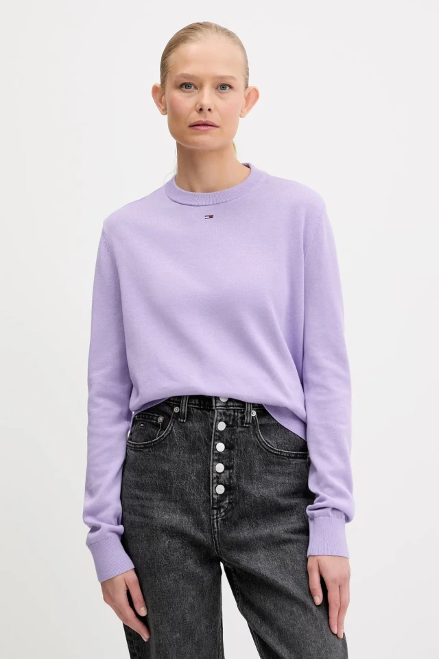 Tommy Hilfiger Tjw Essential Crew Sweater Ext Γυναικείο Πλεκτό Μωβ