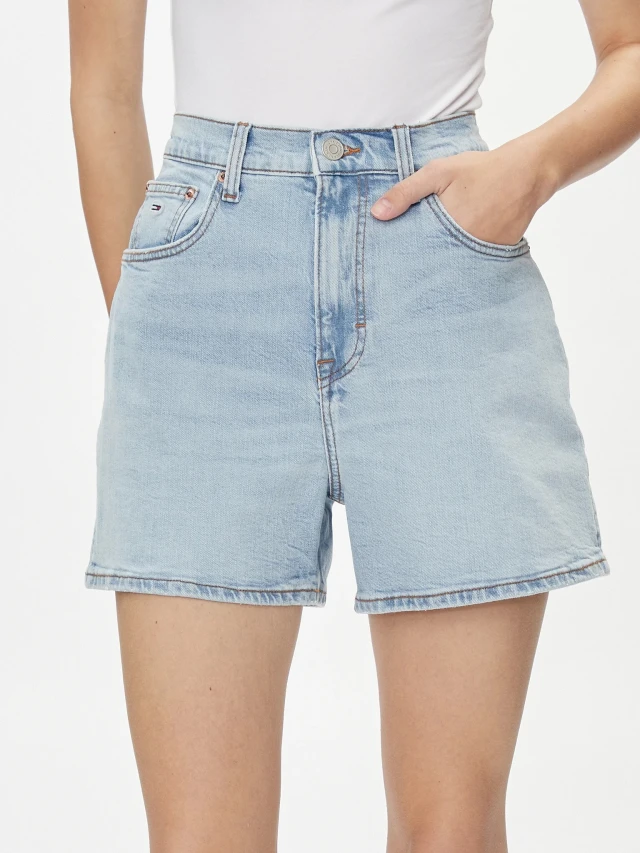 Tommy Hilfiger Mom Uh Short Γυναικείο Σορτς Τζιν Xλωριο