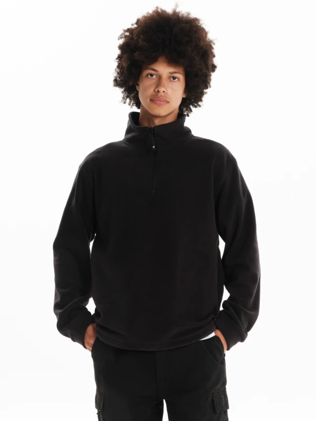 Emerson Mens Half Zip Fleece Ανδρικό Fleece Μαύρο