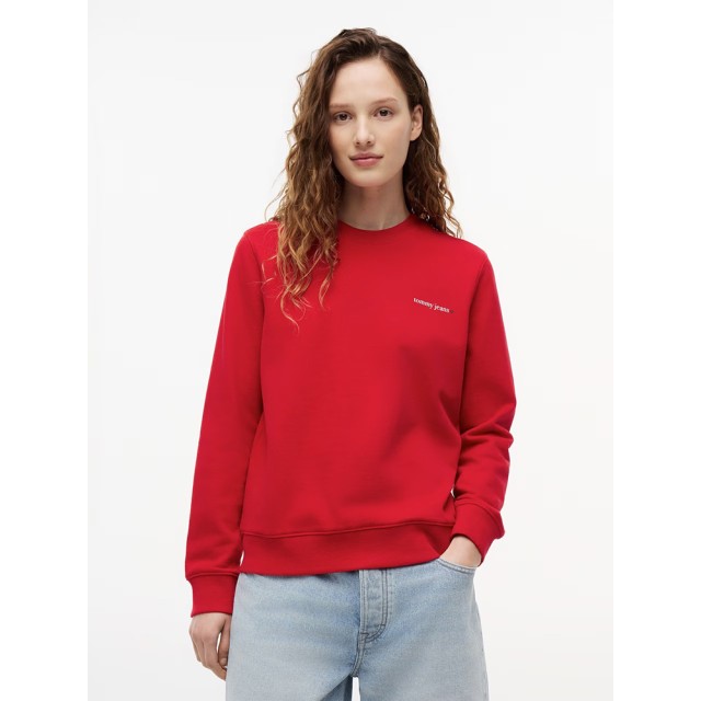 Tommy Hilfiger Tjw Reg Ess Logo 1 Crew Ext Γυναικείο Φούτερ Κόκκινο