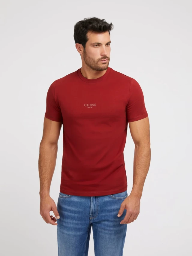 Guess Aidy Cn Ss Tee Ανδρική Μπλούζα Μπορντό