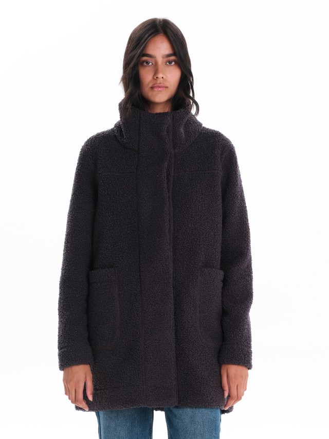 Emerson Womens Sherpa Coat Γυναικείο Παλτο Μαυρο