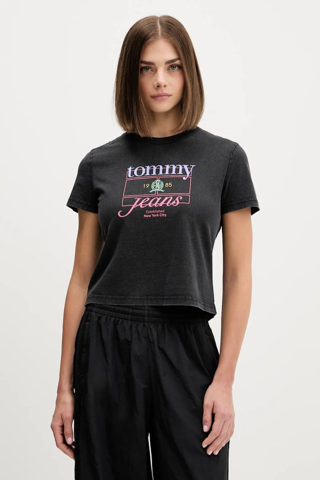 Tommy Hilfiger Tjw Reg Sh Crest Flag Tee Γυναικεία Μπλούζα Μαύρη