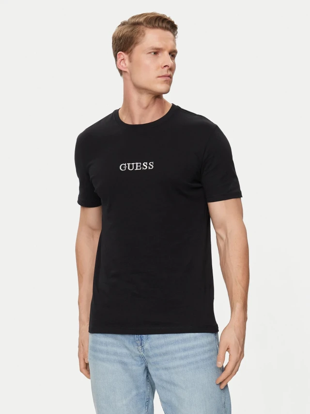 Guess Ss Cn Guess Multicolor Tee Ανδρική Μπλούζα Μαύρη