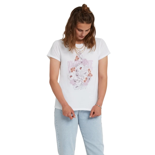 Volcom Stone Blanks Tee Γυναικεια Μπλουζα Λευκη