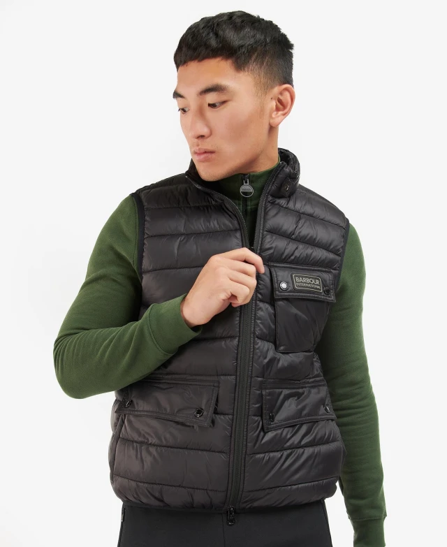 Barbour B.intl Bowsden Gilet Ανδρικο Μπουφαν Μαυρο