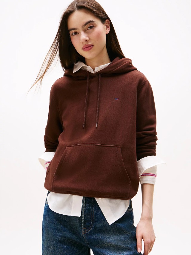 Tommy Hilfiger Tjw Reg S Flag Hoodie Γυναικείο Φούτερ Καφέ