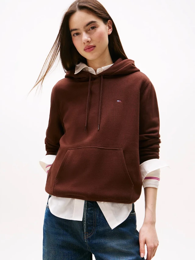 Tommy Hilfiger Tjw Reg S Flag Hoodie Γυναικείο Φούτερ Καφέ