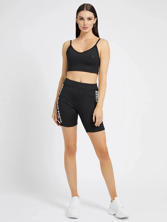 Guess Angelica Biker Γυναικεια Beρμουδα Μαυρο