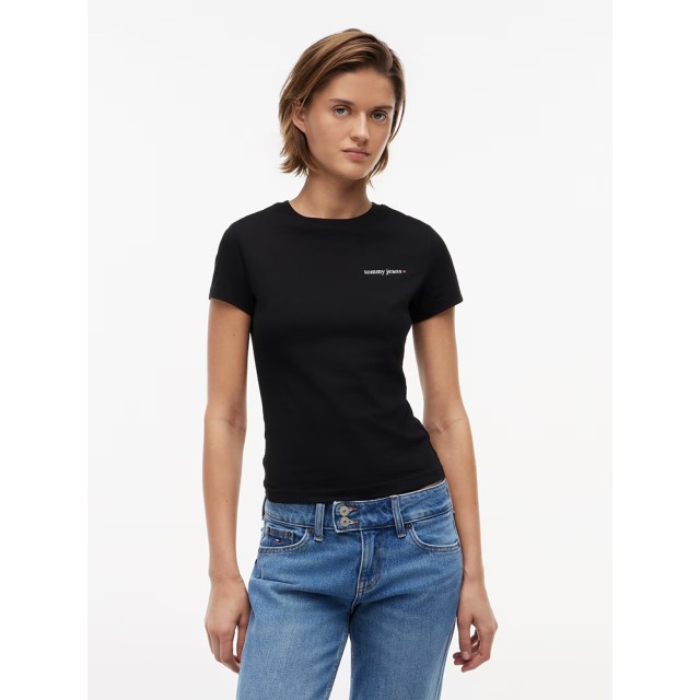 Tommy Hilfiger Tjw Slim Ess Logo 1 Ss Tee Ext Γυναικεία Μπλούζα Μαύρο