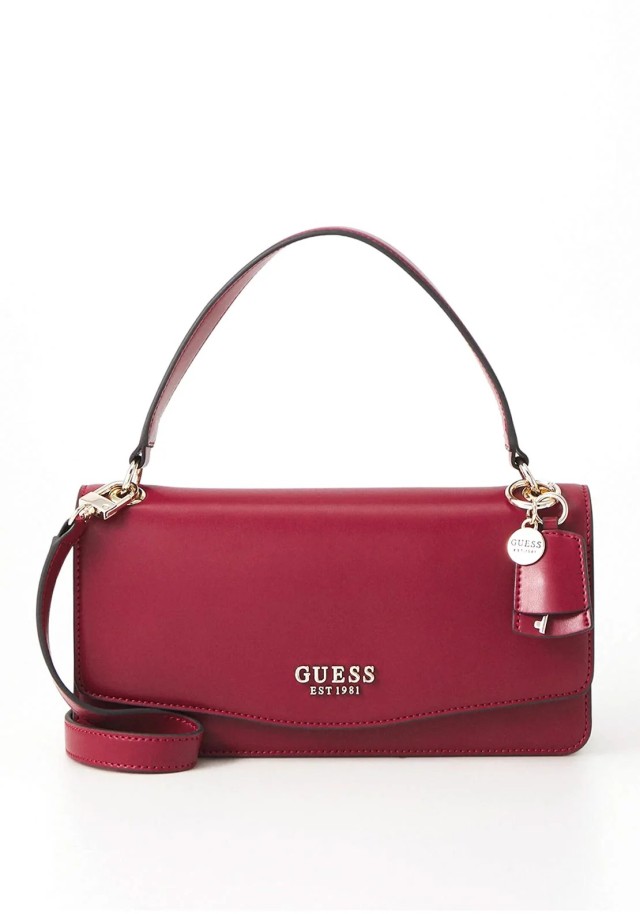 Guess Eco Evaine Top Handle Flap Γυναικεία Τσάντα Κόκκινη