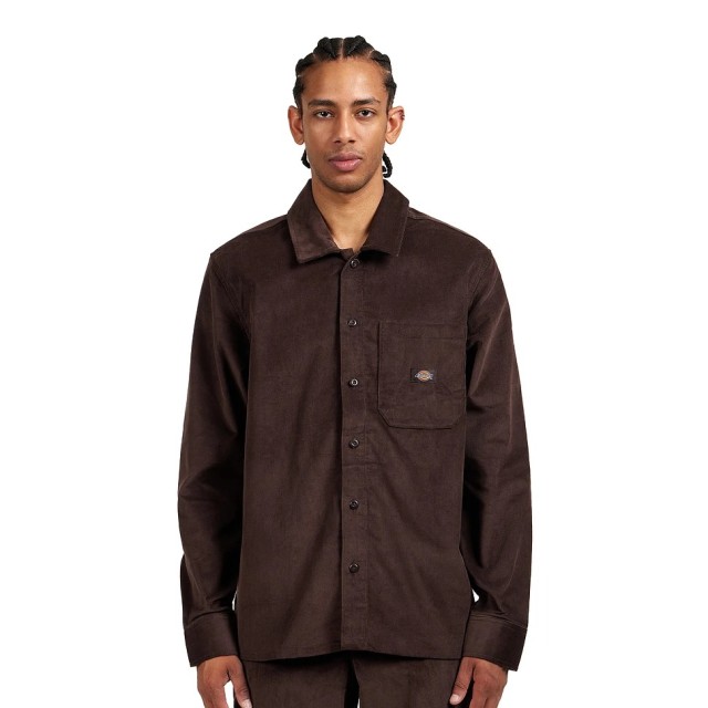 Dickies Corduroy Shirt Ls Chocolate Brown Ανδρικό Πουκάμισο Κοτλε Καφέ