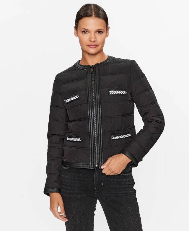 Guess Irene Chain Jacket Γυναικείο Μπουφάν Μαύρο