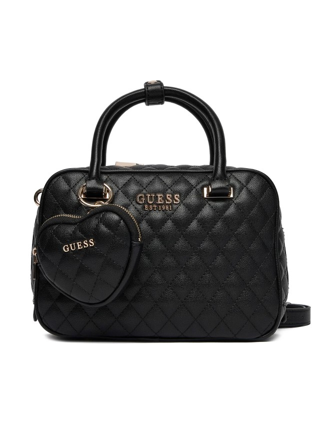 Guess Atabey Box Satchel Γυναικεία Τσάντα Μαύρη