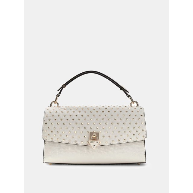 Guess Patsie Top Handle Flap Γυναικεία Τσάντα Εκρού