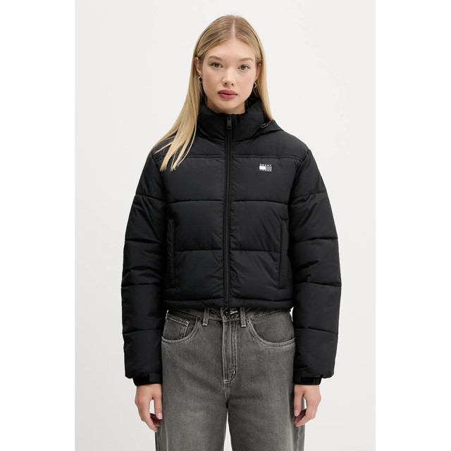 Tommy Hilfiger Tjw Flag Back Crop Ess Puffer Γυναικειο Μπουφαν Μαυρο