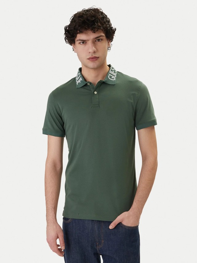 Guess Nolan Ss Polo Ανδρική Μπλούζα Polo Πράσινη