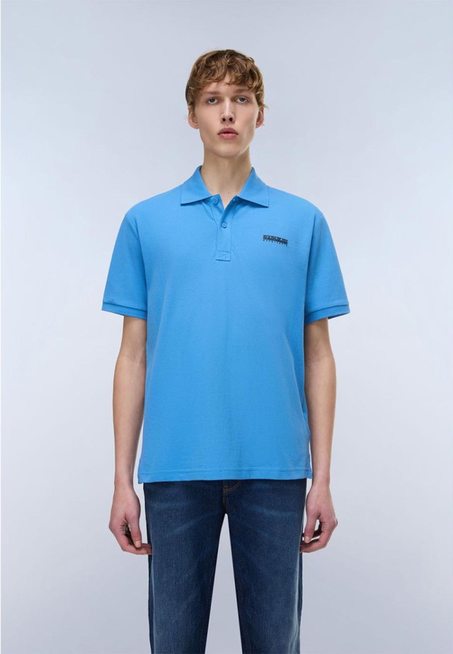 Napapijri E-Small Box Ss Black Beauty Ανδρική Μπλούζα Polo Σιελ