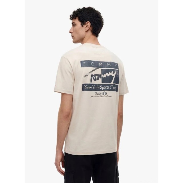 Tommy Hilfiger Tjm Reg Sign Flag Ss Tee Ext Ανδρική Μπλούζα Μπεζ