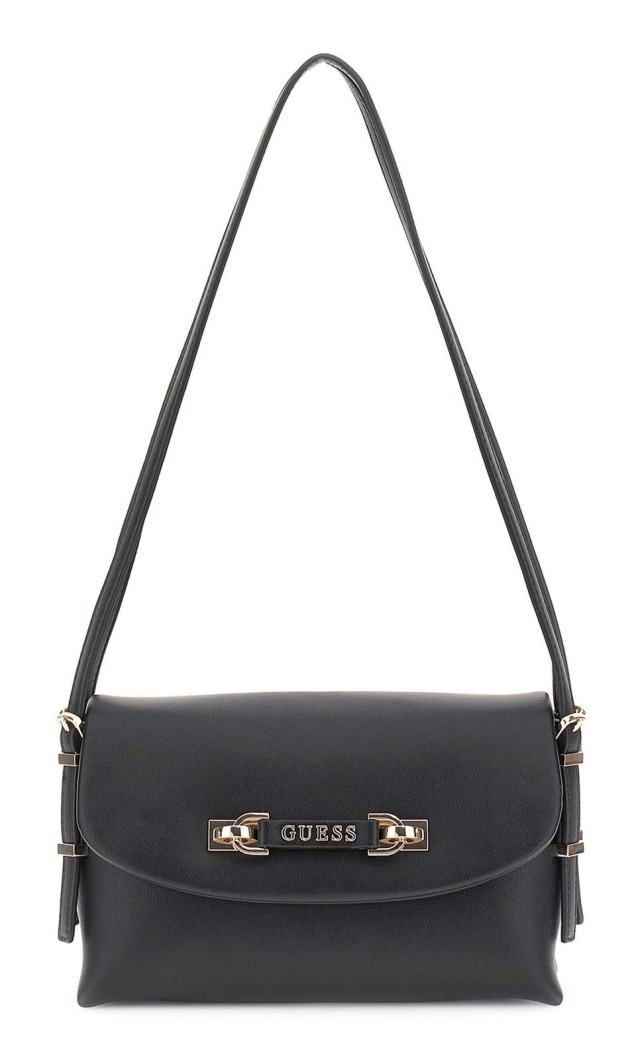Guess Lefia Flap Shoulder Bag Γυναικεία Τσάντα Μαύρη