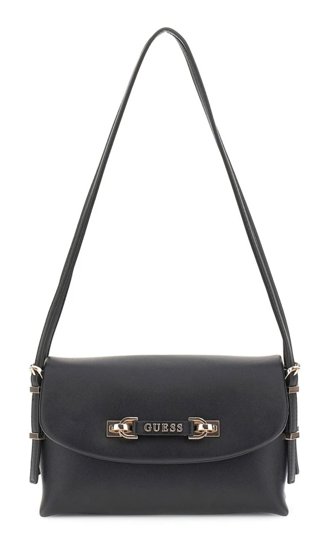 Guess Lefia Flap Shoulder Bag Γυναικεία Τσάντα Μαύρη