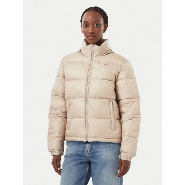 Tommy Hilfiger Tjw Pckbl Hood Ess Puffer Ext Γυναικείο Μπουφάν Μπεζ