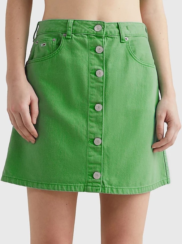 Tommy Hilfiger A-Line Skirt Bf Bg7005 Γυναικεία Φούστα Τζιν Πράσινη