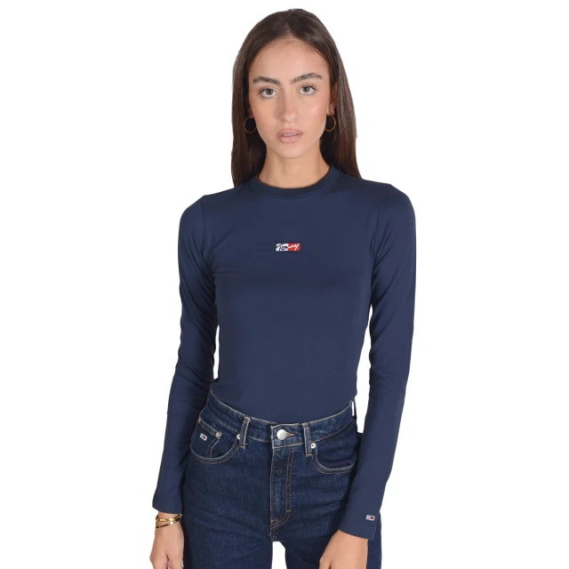 Tommy Hilfiger Tjw Tiny Tommy 1 Body Ls Γυναικειο Κορμακι Μπλε